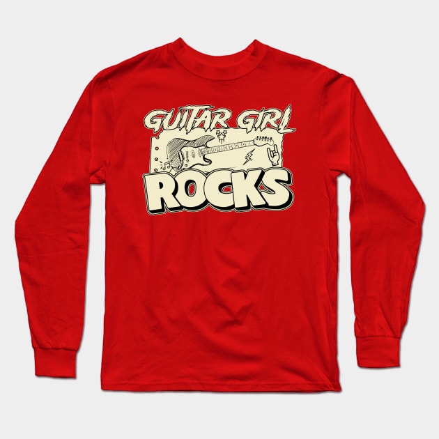 Guitar Girl Rocks Long Sleeve T-Shirt by Issho Ni